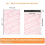 Biodegradable plastic bags showing packing and sealing steps for clothing shipment