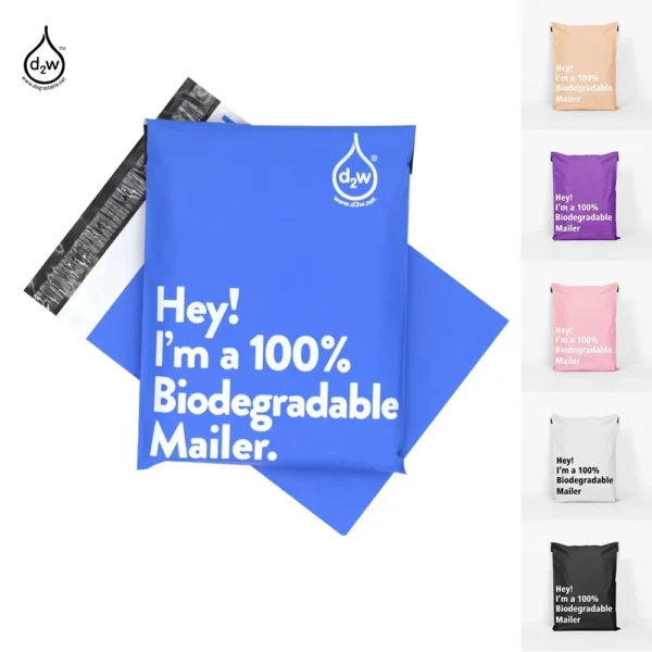 Biodegradable plastic bags with full printing layout and custom logo placement