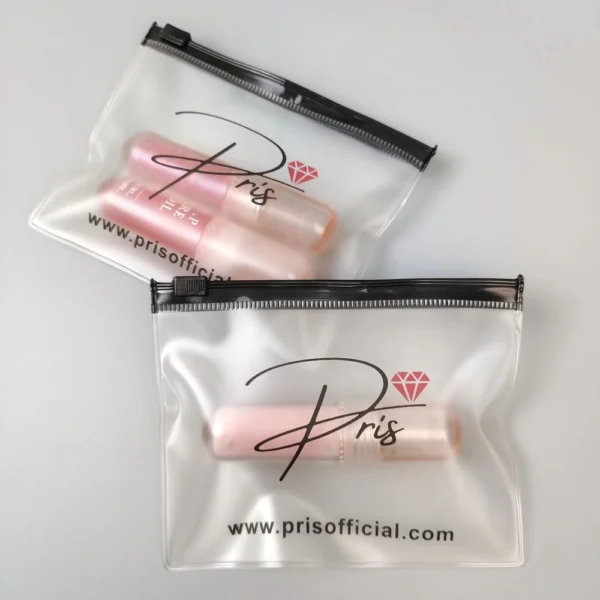 PVC Make Up Zipper Bag with custom logo printing used for branded makeup packaging