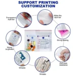 Transparent pill plastic bags with ziplock closure used for tablets and capsules in medical settings.