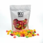 Custom stand up pouch zipper bag filled with nuts, featuring laminated film, airtight zipper, and food-grade material.