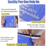 Certified biodegradable plastic bags with eco labels and sustainability logos