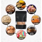 Black Food Packaging Pouches Bag used for nuts, spices, grains, candy, coffee beans, and pet treats
