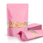Pink Food Packaging Pouches Bag with transparent window and resealable zipper for food packaging