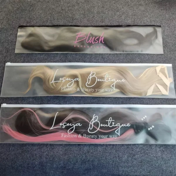 Long-size Wigs Hair packaging Bags with zipper closure for wigs and hair extensions