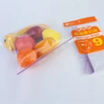 Storage bags for food holding fresh fruits in clear food-grade plastic bags
