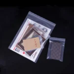 Transparent self sealing bags used for documents, cards, and small accessories