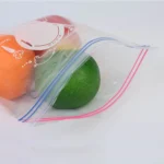 Transparent storage food bags with writable label panel for organized food storage