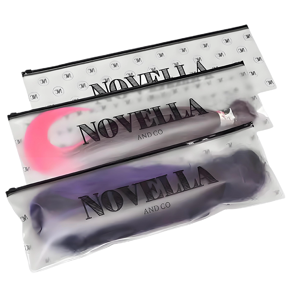 Wigs Hair packaging Bags made of frosted PVC with zipper closure for wig and hair extension protection